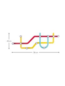 Wieszak ścienny Subway, Czerwony, żółty, jasny niebieski, S 58 x W 20 cm