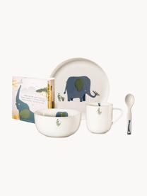 Servizio da tavola Emma Elefant 5 pz, Fine Bone China (porcellana), Bianco, grigio-blu, multicolore, Set in varie misure