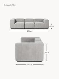 Sofa modułowa Lena (4-osobowa), Tapicerka: tkanina (88% poliester, 1, Stelaż: drewno sosnowe, sklejka, , Nogi: tworzywo sztuczne, Jasnoszara tkanina, S 284 x G 106 cm