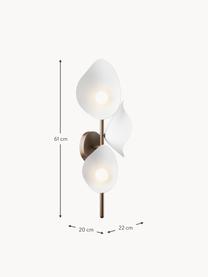 Dimmbare LED-Wandleuchte Florii, Metall, beschichtet, Weiß, Dunkelbraun, B 22 x H 61 cm