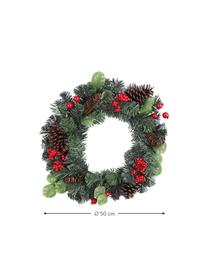 Künstlicher Weihnachtskranz Matiz, Kunststoff, Grün, Rot, Braun, Ø 50 cm