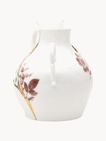 Vase Kintsugi aus Fine Bone China, H 19 cm, Vase: FIne Bone China, Dekor: 24-Karat Gold, Weiss glänzend, Mehrfarbig, B 18 x H 19 cm