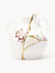 Váza z kostního porcelánu Fine Bone China Kintsugi, V 19 cm, Bílá lesklá, více barev, Š 18 cm, V 19 cm