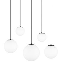 Hanglamp  met bollen Tsuki van opaalglas, Lampenkap: opaalglas, Opaalwit, zwart, 95 x 166 cm