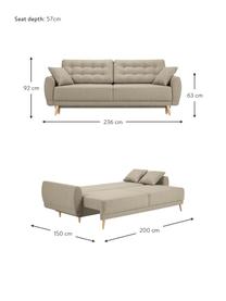 Divano letto 3 posti in tessuto beige Spinel, Beige scuro, Larg. 236 x Prof. 93 cm