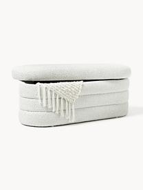 Banco tapizado en tejido bouclé con espacio de almacenaje Alto, Tapizado: tejido bouclé (100% polié, Estructura: madera de pino, madera co, Bouclé blanco Off White, An 112 x L 47 cm