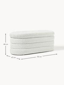 Banco tapizado en tejido bouclé con espacio de almacenaje Alto, Tapizado: tejido bouclé (100% polié, Estructura: madera de pino, madera co, Bouclé blanco Off White, An 112 x L 47 cm