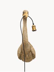 Grote handgemaakte wandlamp Heron met stekker, Lamp: polyresin, Fitting: gecoat metaal, Goudkleurig, D 26 x H 62 cm