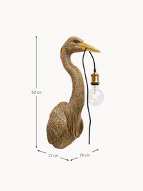 Große Handgefertigte Wandleuchte Heron mit Stecker, Goldfarben, T 26 x H 62 cm