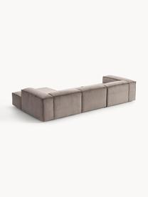 Sofá rinconera modular de pana Lennon, Tapizado: pana (92% poliéster, 8% p, Estructura: madera de pino maciza, ma, Patas: plástico Este producto es, Pana gris pardo, An 327 x F 180 cm, chaise longue izquierda