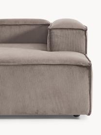 Modulares Ecksofa Lennon aus Cord, Bezug: Cord (92 % Polyester, 8 %, Gestell: Massives Kiefernholz, Spe, Füße: Kunststoff Dieses Produkt, Cord Taupe, B 327 x T 180 cm, Eckteil links