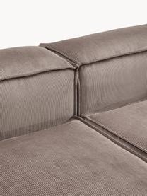 Canapé d'angle modulable en velours côtelé Lennon, Velours côtelé taupe, larg. 327 x prof. 180 cm, méridienne à gauche