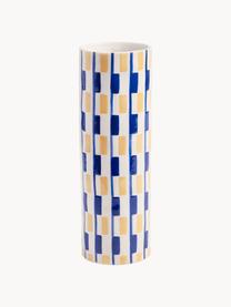 Jarrón artesanal de porcelana Clash, 24 cm, Porcelana, Azul, amarillo claro, blanco Off White, Ø 8 x Al 24 cm