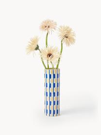 Vase en porcelaine fait main Clash, haut. 24 cm, Porcelaine, Bleu, jaune pâle, blanc cassé, Ø 8 x haut. 24 cm