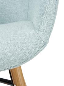 Armlehnstuhl Fiji mit Holzbeinen, Bezug: Polyester Der hochwertige, Beine: Massives Eichenholz, Webstoff Hellblau, Eichenholz, B 59 x T 55 cm