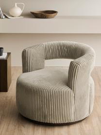 Fauteuil lounge en velours côtelé Jona, Velours côtelé beige, larg. 84 x prof. 80 cm