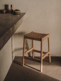 Stolička z dubového dřeva s tkaným sedákem Yalia, Béžová, světlé dubové dřevo, Š 45 cm, V 66 cm