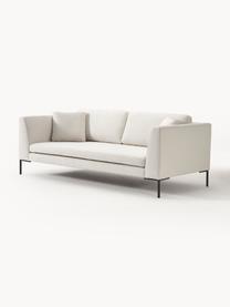 Canapé 3 places avec pieds en métal Emma, Tissu blanc cassé, larg. 227 x prof. 100 cm