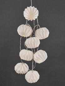 LED-Lichterkette Hanami, 259 cm, 8 Lampions, Papier, Metall, Kunststoff (PVC), Weiß, L 259 cm