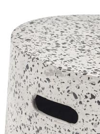 Table basse de jardin en terrazzo Janell, Fibre de ciment, Blanc, noir, Ø 52 x haut. 30 cm