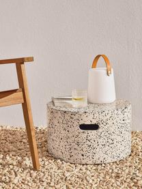 Tuintafel Janell van terrazzo, Cementvezel, Wit, zwart, Ø 52 cm, H 30 cm