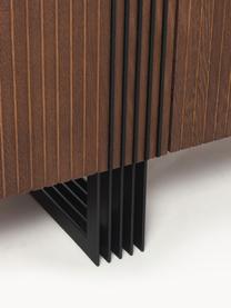 Aparador de madera Ross, Estructura: aglomerado chapado en mad, Patas: metal Este producto está , Madera de roble pintada marrón oscuro, An 180 x Al 50 cm