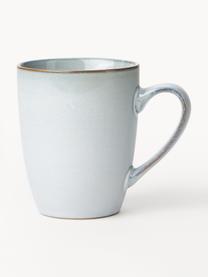 Handgemachte Tassen Thalia, 2 Stück, Steingut, Hellblau mit dunklem Rand, Ø 9 x H 11 cm, 300 ml