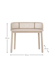 Escritorio de madera con tejido vienés Vessi, Tablero: tablero de fibras de dens, Patas: madera de abedul con cert, Madera de abedul, An 110 x F 60 cm