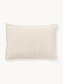 Funda de almohada doble cara de franela a cuadros Noelle, Beige claro, blanco, An 45 x L 110 cm