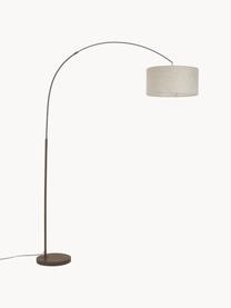 Große Bogenlampe Niels, Lampenfuß: Metall, pulverbeschichtet, Lampenschirm: Leinen, Beige, Dunkelbraun, H 218 cm