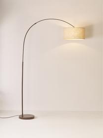 Große Bogenlampe Niels, Lampenfuß: Metall, pulverbeschichtet, Lampenschirm: Leinen, Beige, Dunkelbraun, H 218 cm