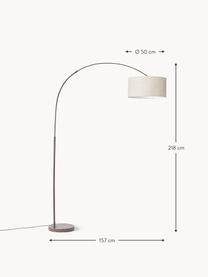 Grosse Bogenlampe Niels, Lampenschirm: Leinen, Beige, Dunkelbraun, H 218 cm