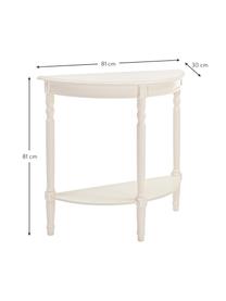 Consolle semicircolare Amabel, Gambe: legno di pino verniciato, Ripiani: pannello di fibra a media, Bianco, Larg. 81 x Prof. 30 cm