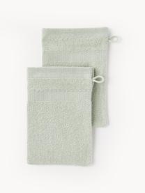 Rękawica kąpielowa z bawełny Camila, 2 szt., Szałwiowy zielony, Rękawica kąpielowa, S 16 x D 22 cm