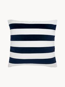 Kussenhoes Maui gemaakt van een fluweel-linnen mix in donkerblauw/wit, Donkerblauw, wit, B 45 x L 45 cm