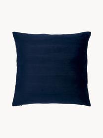 Housse de coussin 45x45 en lin et velours Maui, Bleu foncé, blanc, larg. 45 x long. 45 cm