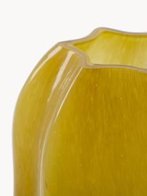 Vase en verre soufflé bouche Romantic, haut. 22 cm, Verre, Jaune moutarde, Ø 13 x haut. 22 cm