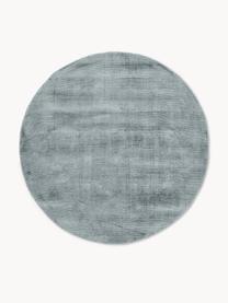 Alfombra redonda artesanal de viscosa Jane, Parte superior: 100% viscosa, Reverso: 100% algodón, Gris azulado, Ø 150 cm (Tamaño M)