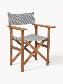 Krzesło ogrodowe Director, Tapicerka: 100% poliakryl, Stelaż: drewno naturalne, Ciemny niebieski, w paski, drewno naturalne, S 64 x G 51 cm