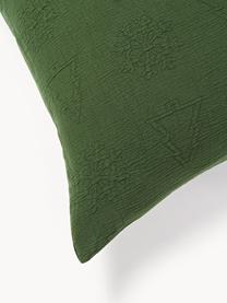 Federa in jacquard con motivo natalizio Sanvi, Verde scuro, Larg. 50 x Lung. 80 cm