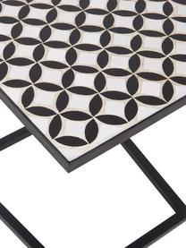 Gartenbeistelltisch Palazzo, Tischplatte: Keramik-Mosaiksteine, Beine: Metall, pulverbeschichtet, Schwarz, Weiß, B 40 x T 40 cm