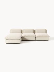 Modulares XL-Ecksofa Felix mit Hocker, Bezug: 100 % Polyester Der strap, Gestell: Massives Kiefern- und Fic, Füße: Kunststoff Dieses Produkt, Webstoff Hellbeige, B 300 x T 250 cm