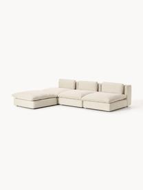 Modulares XL-Ecksofa Felix mit Hocker, Bezug: 100 % Polyester Der strap, Gestell: Massives Kiefern- und Fic, Webstoff Hellbeige, B 300 x T 250 cm