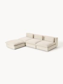 Modulares XL-Ecksofa Felix mit Hocker, Bezug: 100 % Polyester Der strap, Gestell: Massives Kiefern- und Fic, Webstoff Hellbeige, B 300 x T 250 cm