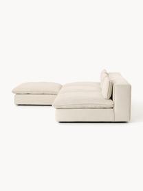 Modulares XL-Ecksofa Felix mit Hocker, Bezug: 100 % Polyester Der strap, Gestell: Massives Kiefern- und Fic, Füße: Kunststoff Dieses Produkt, Webstoff Hellbeige, B 300 x T 250 cm