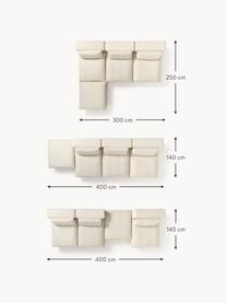 Modulares XL-Ecksofa Felix mit Hocker, Bezug: 100 % Polyester Der strap, Gestell: Massives Kiefern- und Fic, Webstoff Hellbeige, B 300 x T 250 cm