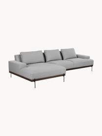 Sofa narożna z metalowymi nogami Brooks, Tapicerka: poliester Tapicerka nie j, Stelaż: lite drewno sosnowe, Nogi: metal malowany proszkowo, Szara tkanina, S 315 x G 148 cm, lewostronna