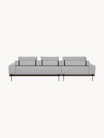 Sofa narożna z metalowymi nogami Brooks, Tapicerka: poliester Tapicerka nie j, Stelaż: lite drewno sosnowe, Nogi: metal malowany proszkowo, Szara tkanina, S 315 x G 148 cm, lewostronna