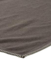 Plaid taupe flanelle de coton Sylt, 85 % coton, 8 % viscose, 7 % polyacrylique, Taupe, larg. 140 x long. 200 cm