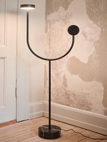 Lámpara de pie LED pequeña de mármol Grasil, Estructura: metal recubierto, Cable: cubierto en tela, Mármol negro, Al 128 cm